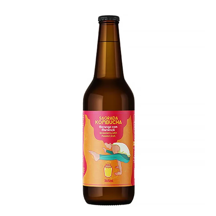 Sagrada Kombucha Morango com Maracujá – 365ml - Imagem 1
