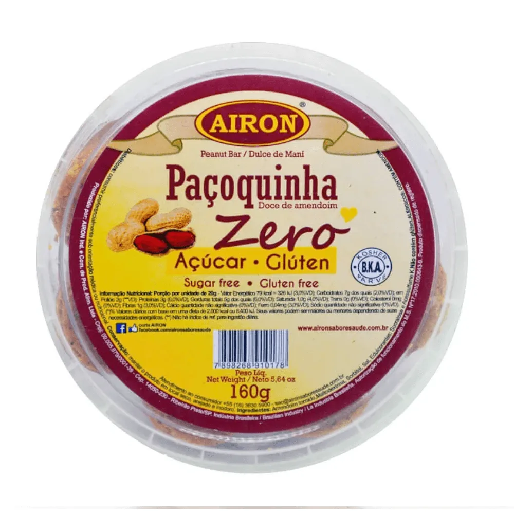 Paçoquinha Sem Açúcar Airon -160g Paçoquinha Sem Açúcar Airon -160g - Imagem 1