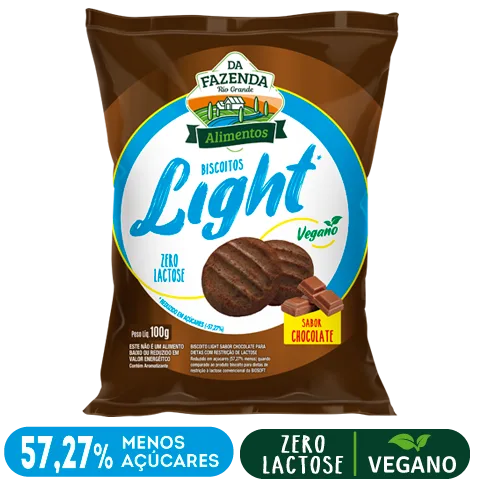 Biscoito Light Vegano Chocolate 100g Da Fazenda - Imagem 1