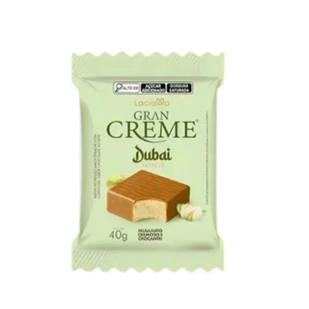 PRODUTOS SITE (6) Laciella Gran Creme Dubai Wafer Pistache & Choc Leite 40g - Imagem 1