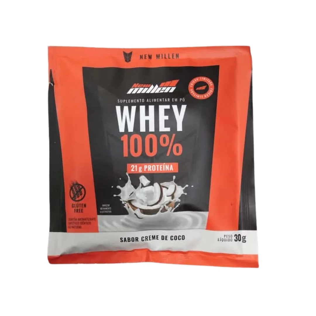 Whey 100% Creme de Coco Sachê 30g New Millen - Imagem 1
