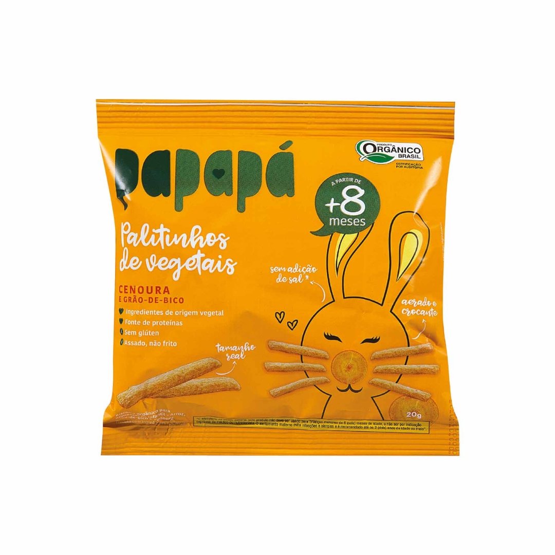PRODUTOS SITE (34) Palitinhos de Cenoura e Grão de Bico 20g Papapá - Imagem 1