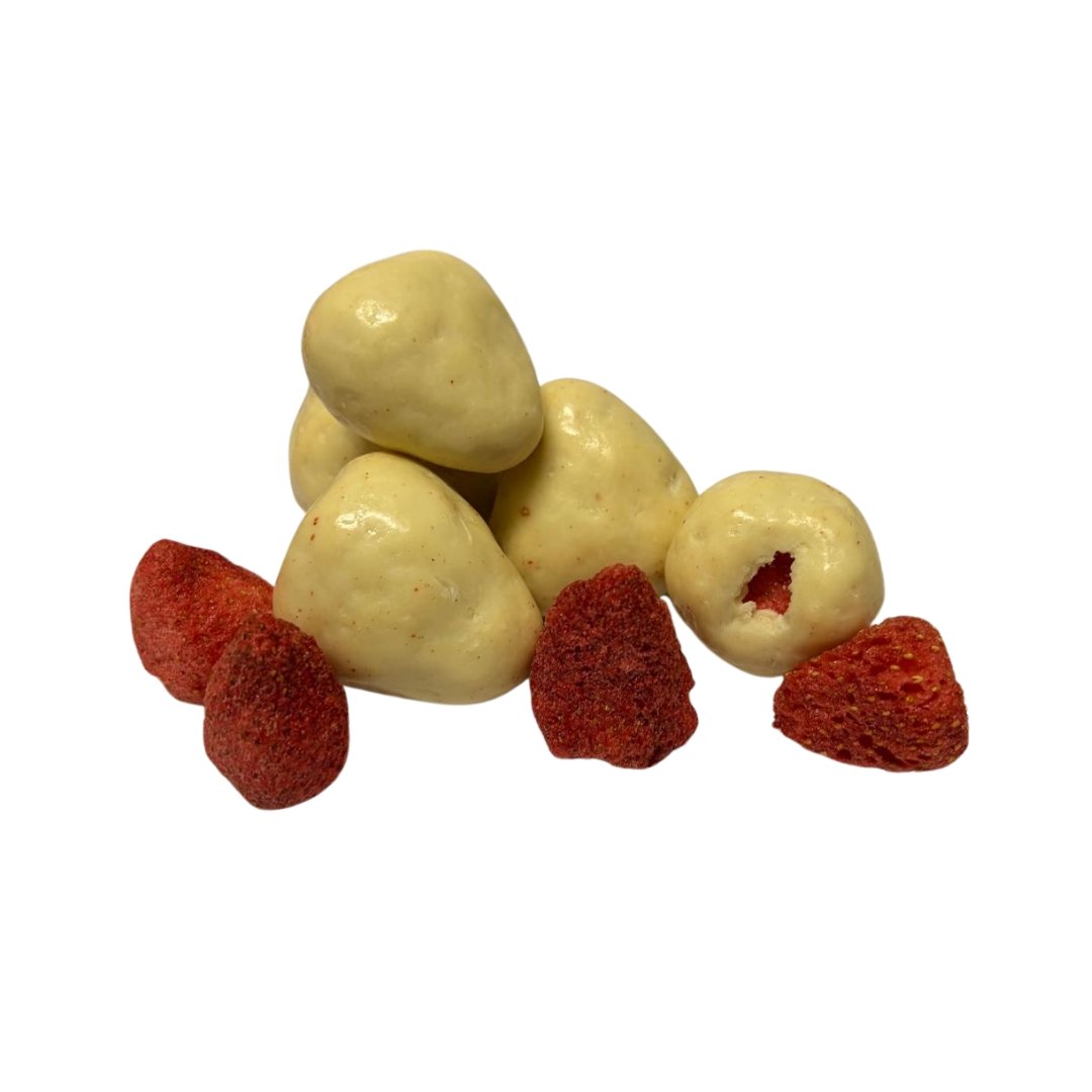 PRODUTOS SITE (43) Dragea de Morango Chips Choco Branco Zero Açúcar - 100g - Imagem 1