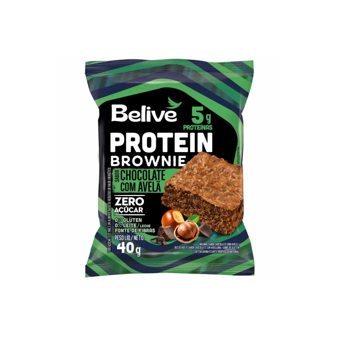 PRODUTOS SITE (33) Brownie Zero Protein Chocolate com Avelã Belive 40g - Imagem 1