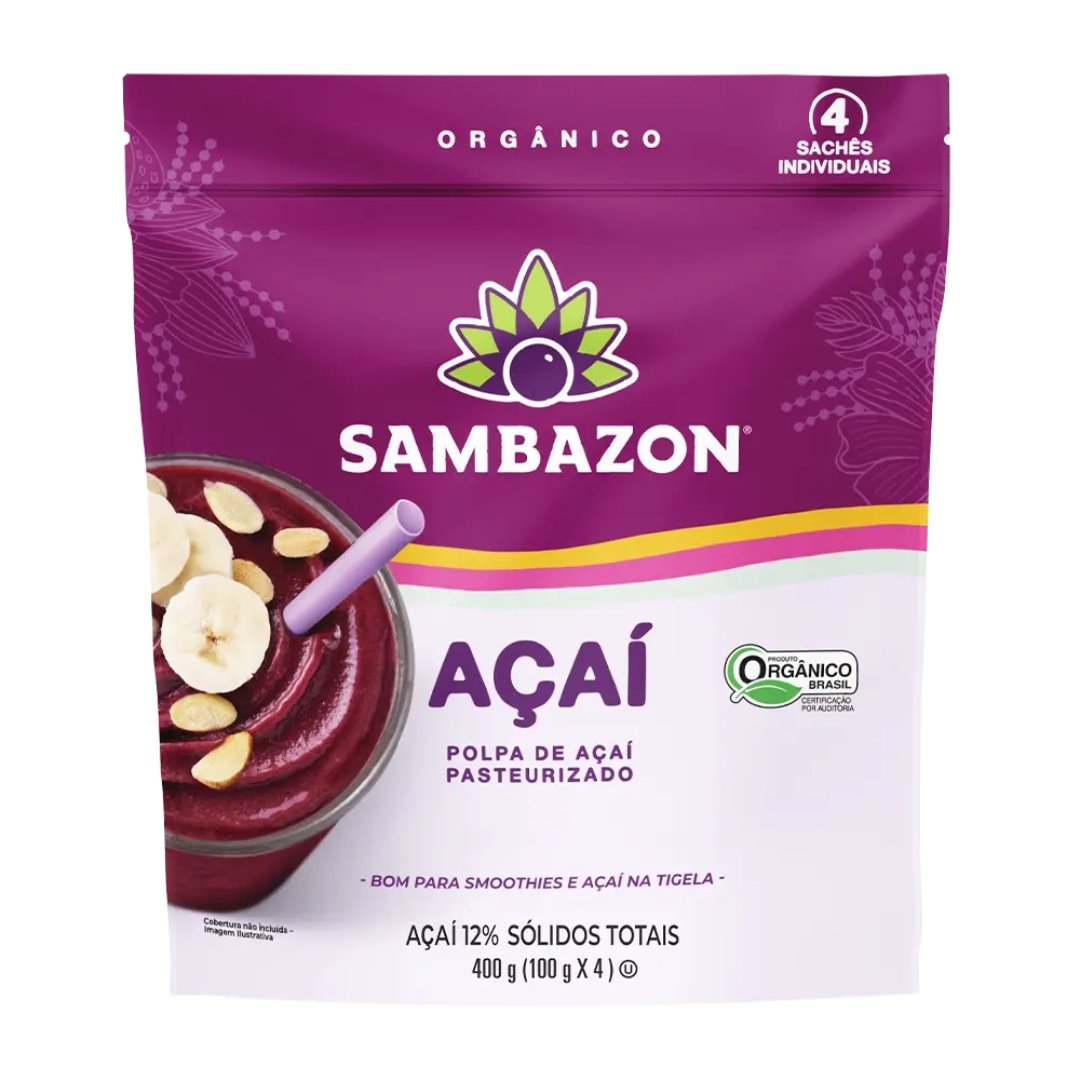 PRODUTOS SITE - 2026-07-17T172241.114 Polpa de Açaí Pasteurizada com 4 Unidades 400g Sambazon - Imagem 1