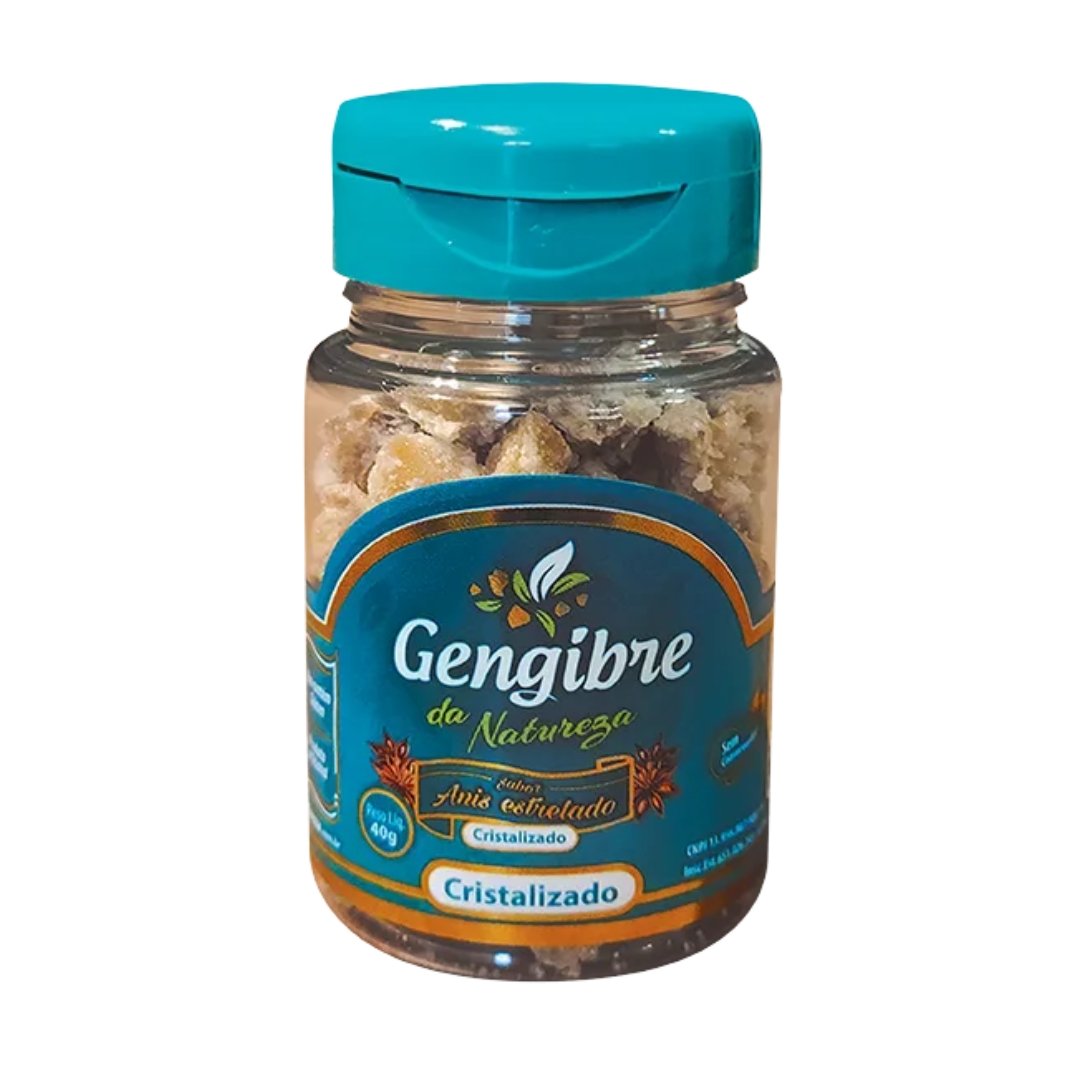 PRODUTOS SITE (41) Gengibre Cristalizado Sabor Anis Estrelado Da Natureza 40g - Imagem 1