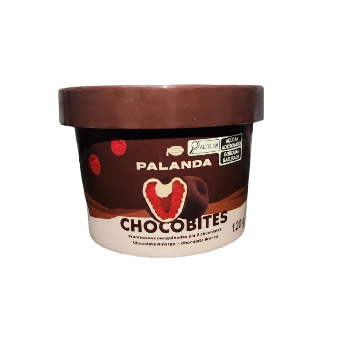 PRODUTOS SITE (54) Chocobites Framboesa c/ Choc Amargo e Branco Palanda 120g - Imagem 1