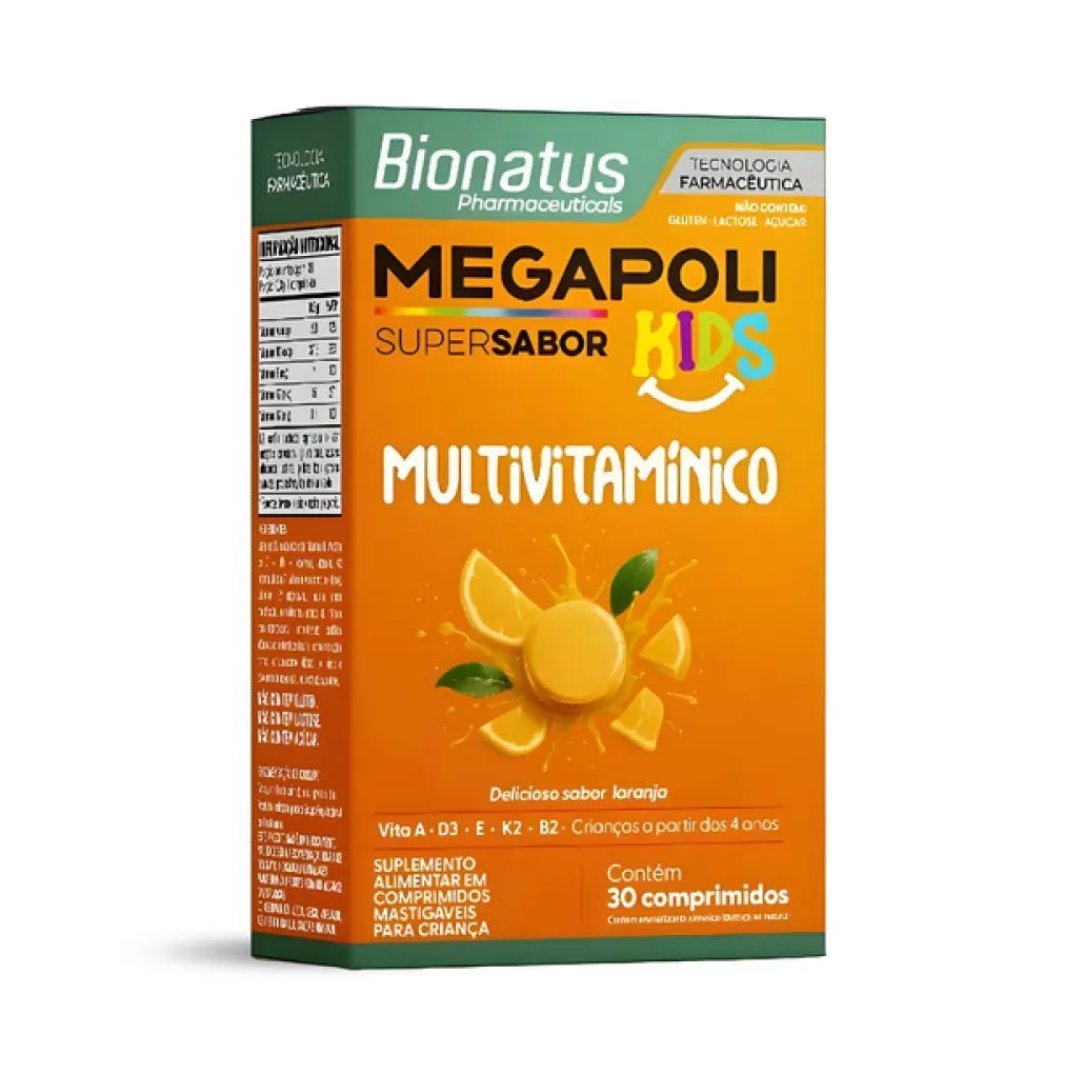 PRODUTOS SITE (89) Megapoli Multivitamínico Kids Laranja Bionatus - 30 Cps - Imagem 1