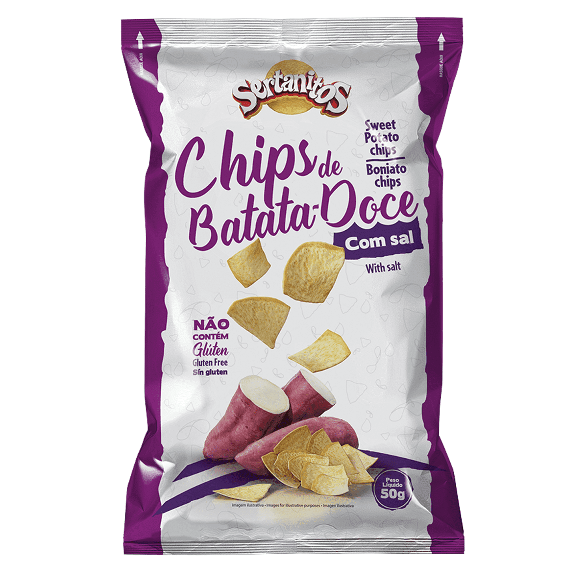 b3a6a3c66c8a7f80811e252d7735b6f4 Chips de Batata Doce c/ Sal Sertanitos 50g - Imagem 1