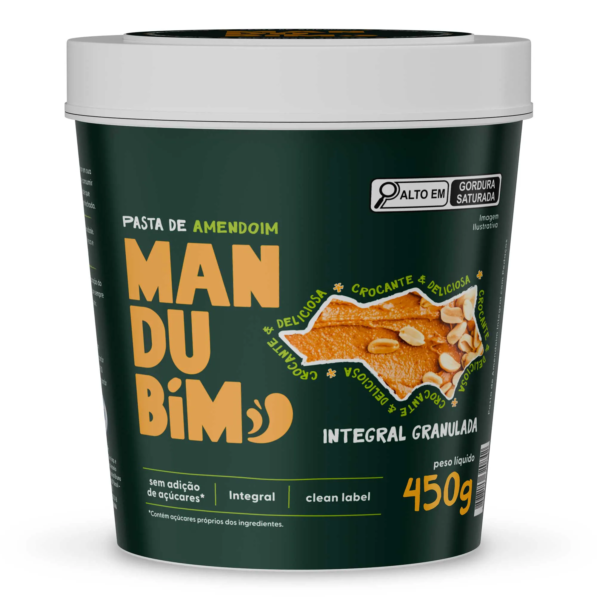 Pasta de Amendoim Integral Granulado 450g – Mandubim - Imagem 1