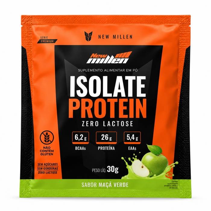 isolate_protein_maca_verde_30g_site Isolate Protein Maçã Verde New Millen Sachê 30g - Imagem 1